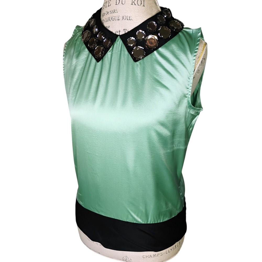 Kate Spade Harlow Tank Top Womens 6 Seafoam Green‎ Jewel Girly Whimsical Preppy